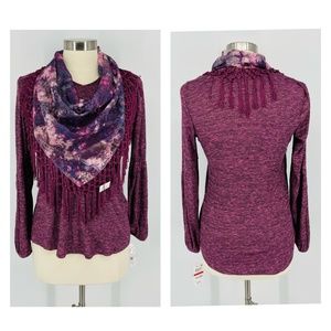 Style & Co Tassel-Trim Scarf Top - Size XS - G104